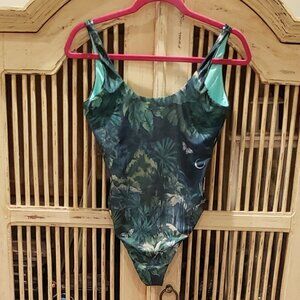 Leonisa Tropical Print with Butterfly One Piece Swimsuit w/Logo